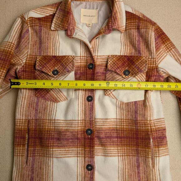 Thread & Supply Women's XS Lined Thick Plaid Shacket Jacket w Pockets - Picture 4 of 5